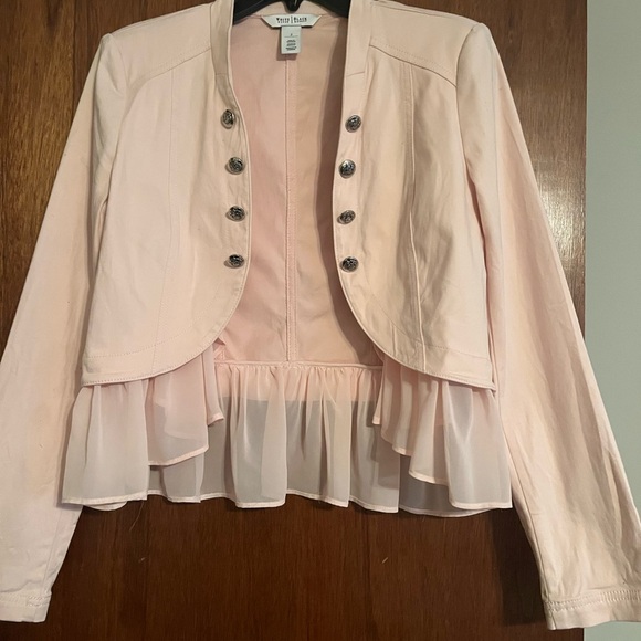 White House Black Market Jackets & Blazers - White House Black Market Light Pink Ruffled Blazer